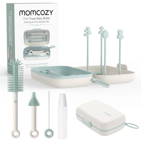 Momcozy Weaning Accessories Push-Press Design Bottle Brush Kit-Classic Style Green