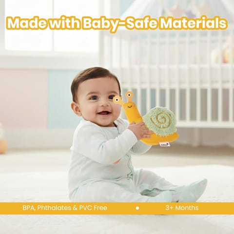 Nuluv Snail Rattle Buddy for Babies, Soft Toy with Rattle Sound, Developmental Toy for Sensory Play, Lightweight and Portable, Non-Toxic, BPA-Free, Travel-Friendly, for Kids 3+ Months