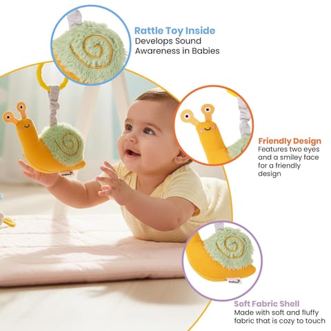 Nuluv Snail Rattle Buddy for Babies, Soft Toy with Rattle Sound, Developmental Toy for Sensory Play, Lightweight and Portable, Non-Toxic, BPA-Free, Travel-Friendly, for Kids 3+ Months