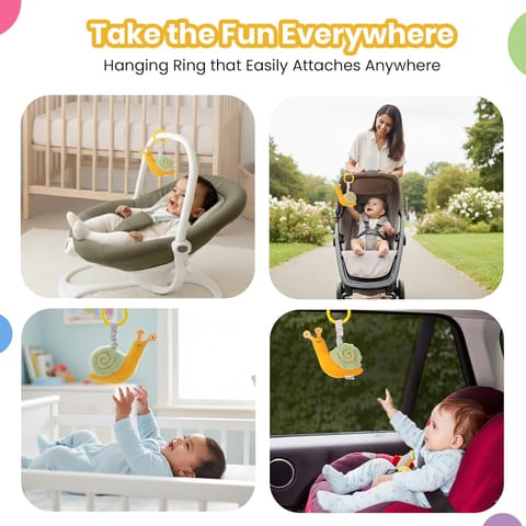 Nuluv Snail Rattle Buddy for Babies, Soft Toy with Rattle Sound, Developmental Toy for Sensory Play, Lightweight and Portable, Non-Toxic, BPA-Free, Travel-Friendly, for Kids 3+ Months