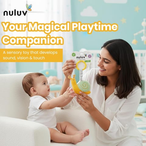 Nuluv Snail Rattle Buddy for Babies, Soft Toy with Rattle Sound, Developmental Toy for Sensory Play, Lightweight and Portable, Non-Toxic, BPA-Free, Travel-Friendly, for Kids 3+ Months