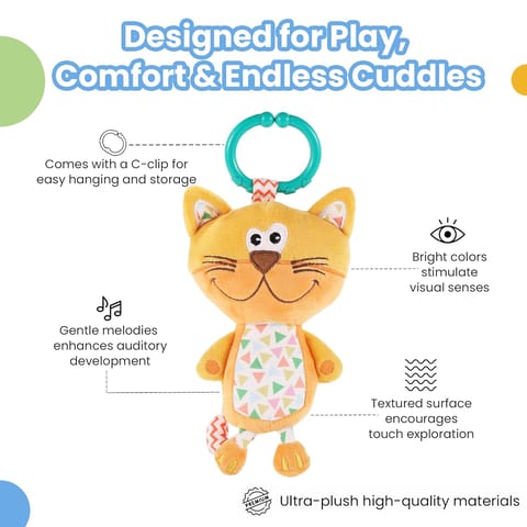 Nuluv Kitty Musical Jittery Plush Toy - Soft & Cuddly Fabric, Built-in Musical Instrument, Perfect for Babies 3 Months+