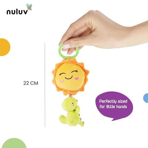 Nuluv Dino Musical Soft Toy for Babies, Plush Dinosaur with Soothing Melodies, Sensory Development, Fine Motor Skills and Hand-Eye Coordination, Safe and Cuddly Infant Toy for 3+ Months