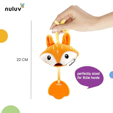 Nuluv Fox Teether Plush Toy, Soft & Cuddly with Stroller Attachment Ribbon for 3+ Months Babies