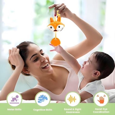 Nuluv Fox Teether Plush Toy, Soft & Cuddly with Stroller Attachment Ribbon for 3+ Months Babies