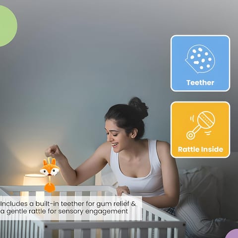 Nuluv Fox Teether Plush Toy, Soft & Cuddly with Stroller Attachment Ribbon for 3+ Months Babies