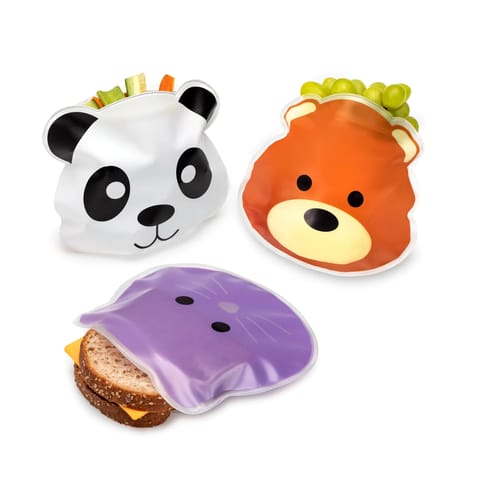 Reusable Peva Animal Snack Bags - 6 Pack