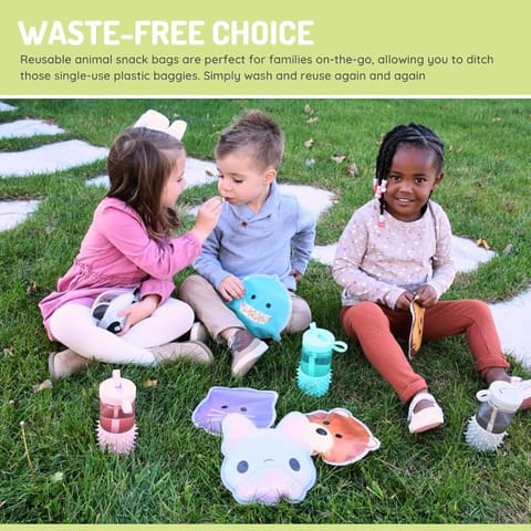 Reusable Peva Animal Snack Bags - 6 Pack