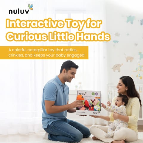 Nuluv Activity Caterpillar Baby Toy, Sensory Rattle and Crinkle Sound, BPA and PVC Free, Soft, Colorful Developmental Toy for 3+ Months, Mix and Match Play for Learning and Motor Skills