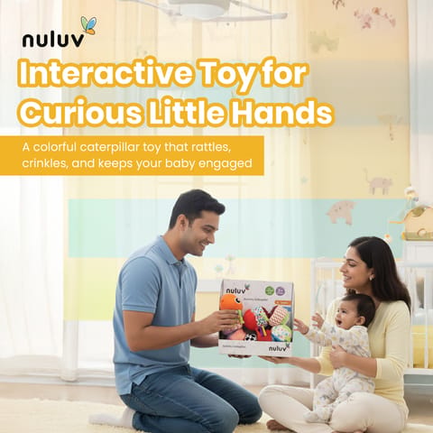 Nuluv Activity Caterpillar Baby Toy, Sensory Rattle and Crinkle Sound, BPA and PVC Free, Soft, Colorful Developmental Toy for 3+ Months, Mix and Match Play for Learning and Motor Skills