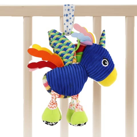 Nuluv Sparkly Unicorn Baby Toy with Rattle, Crinkle Wings and Star Rings, Soft Sensory Plush Toy for Playtime Fun, Lightweight and Portable, Non-Toxic, BPA-Free for Kids 3+ Months
