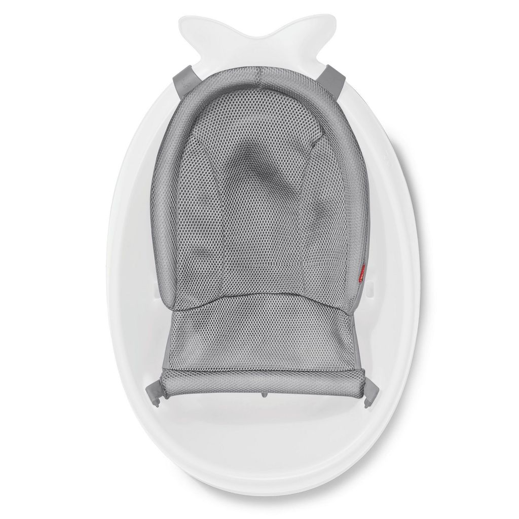 Skip Hop Bath Tub - Moby Smart Sling 3-Stage Tub, PVC-Free, Phthalate-Free, Non Slip Bath Tub for New Born with Drain Plug (Birth to 11Kg, White Color)