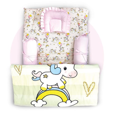 Nuluv Infants 5-Pcs Unicorn Printed Pure Cotton Gadda Set