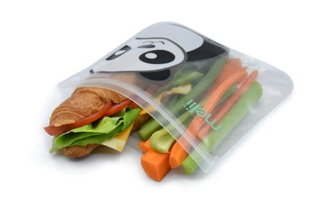 Melii EVA Reusable Snack Bags 4 Piece set, (2 Panda and 2 Bear)