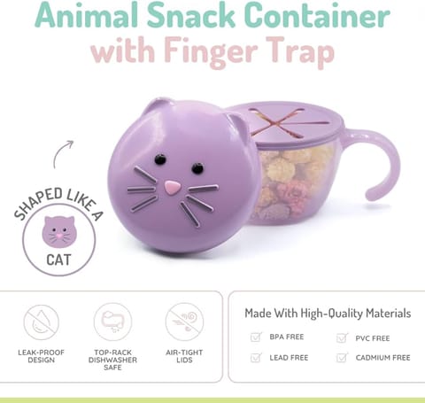 Melii Snack Container with Finger Trap - Cat Purple