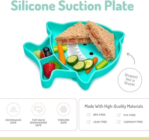 melii Divided Silicone Suction Plate - 100% Silicone, for Baby, Toddlers – BPA Free, Dishwasher & Microwave Safe (Dinosaur)