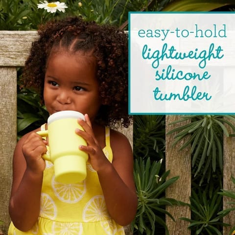 Infantino My 1st Tumbler – Adorable Miniature Tumbler with Leak-Resistant Straw and Toddler-Friendly Handle, Encourages Hydration, Easy to Clean, (266 ml), Citrus