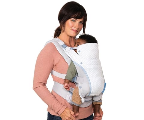Infantino Staycool 4-in-1 Convertible Carrier with Ergonomic seat, Head Support, Shoulder Straps, and Waist Belt 4 Ways to Carry, Can Carry (3.6-18.14 Kgs), White