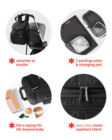 Skip Hop G-G Ultra Stroller Organizer Black-Grey Stripes Birth+ to 24M