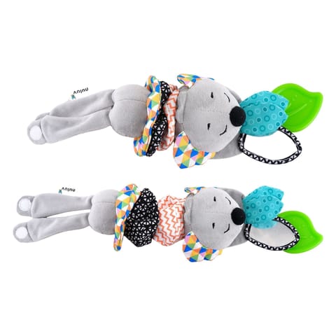 Nuluv Musical Koala Baby Stroller Toy, Soft Plush Sensory Jitter Toy with Music, Teether & Crinkle Ears, Calming Bedtime Companion, Soothing Sound & Vibration, for Babies Aged 3+ Months