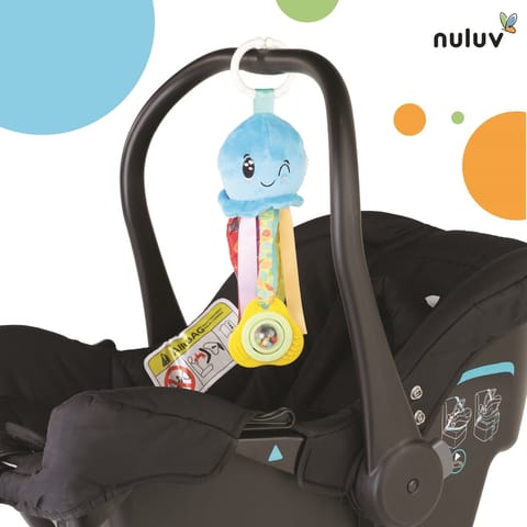 Nuluv Waves Octopus Plush Toy I Hanging Rattle I Stroller Toy for Baby 3 Months+ with Teether & Rattle Sound - Multicolor