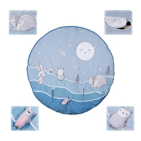 Moonlight Activity Play Mat for Babies, Soft & Breathable Sensory Playmat with Mirror, Crinkle & Rattle, Non-Toxic Floor Mat for Tummy Time & Skill Development, for Kids 2+ Months
