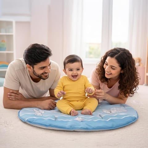 Moonlight Activity Play Mat for Babies, Soft & Breathable Sensory Playmat with Mirror, Crinkle & Rattle, Non-Toxic Floor Mat for Tummy Time & Skill Development, for Kids 2+ Months