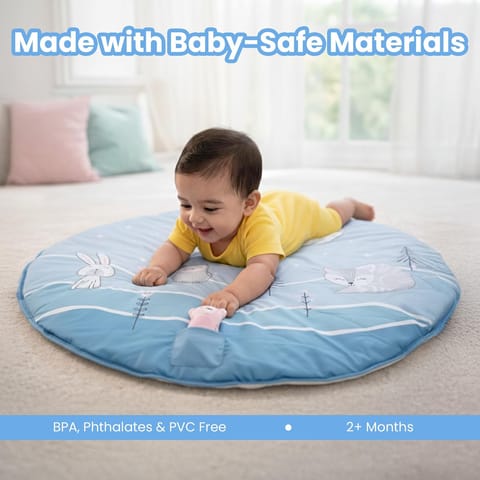 Moonlight Activity Play Mat for Babies, Soft & Breathable Sensory Playmat with Mirror, Crinkle & Rattle, Non-Toxic Floor Mat for Tummy Time & Skill Development, for Kids 2+ Months