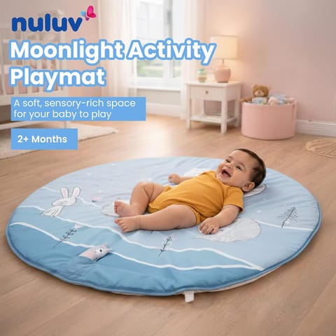 Moonlight Activity Play Mat for Babies, Soft & Breathable Sensory Playmat with Mirror, Crinkle & Rattle, Non-Toxic Floor Mat for Tummy Time & Skill Development, for Kids 2+ Months