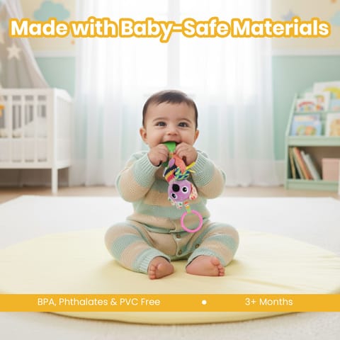 Nuluv Activity Koala Stroller Toy with Teether, Squeaker and Crinkle Ears, Soft Sensory Plush Toy for Playtime Fun, Lightweight and Portable, Non-Toxic Travel-Friendly, for Kids 3+ Months