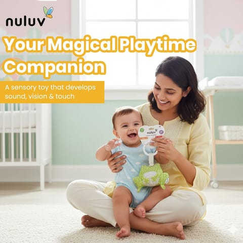 Nuluv Activity Frog Rattle, 2-in-1 Jitter and Rattle Toy for Babies, BPA-Free, Soft Plush, Sensory Development Hanging Toy for Crib, Stroller and Car Seat, for Babies 3+ Months