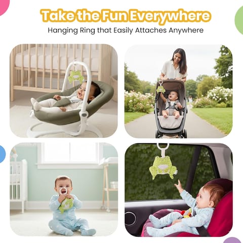 Nuluv Activity Frog Rattle, 2-in-1 Jitter and Rattle Toy for Babies, BPA-Free, Soft Plush, Sensory Development Hanging Toy for Crib, Stroller and Car Seat, for Babies 3+ Months