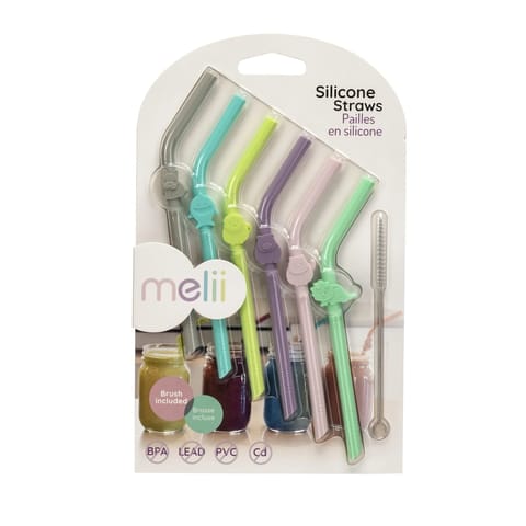 Silicone Animal Straws - Set Of 6 With Cleaning Brush