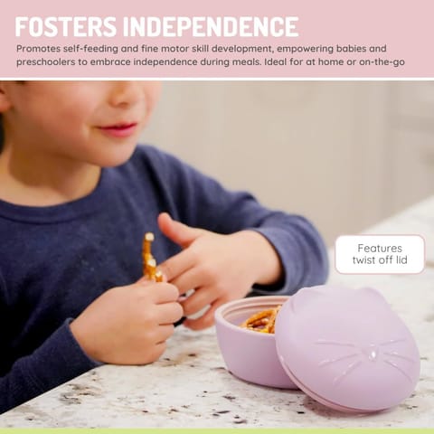 Silicone Bowl With Lid And Utensils - Cat