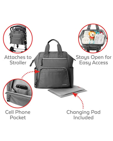 Skip Hop Mainframe Diaper Bag Backpack - Wide Open Baby Diaper Bag With Phone Pocket (Charcoal), Standard, 9J639110