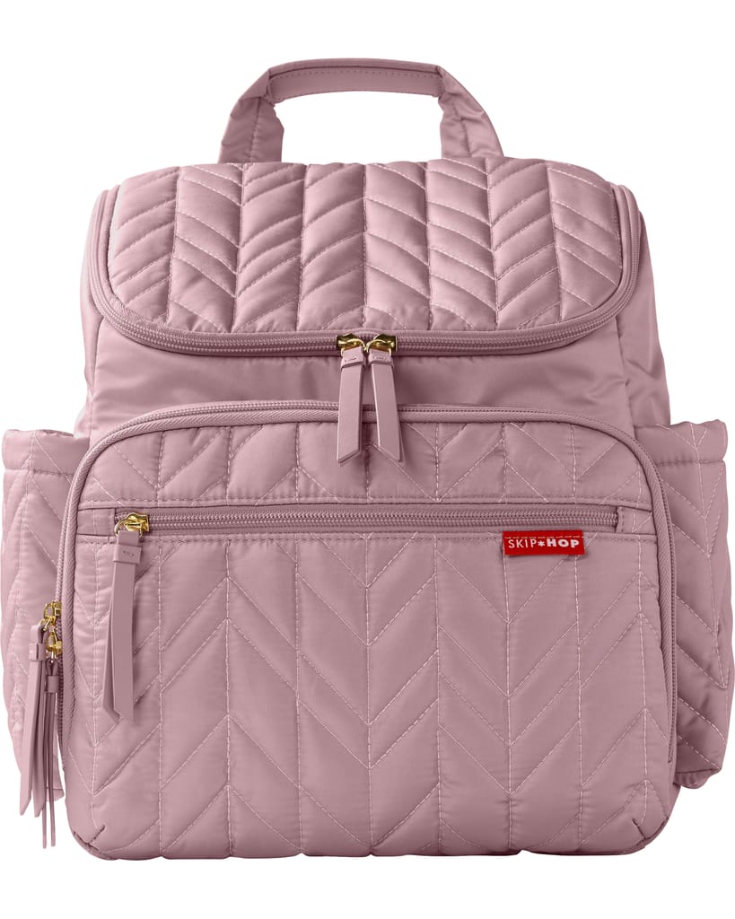 Skip Hop Forma Diaper Backpack - Maternity Bag for Newborn Baby, Multiple Pocket with Insulated Bottle Pockets & Multi Compartments Diaper Bag for Mother for Travel - Mauve Mist