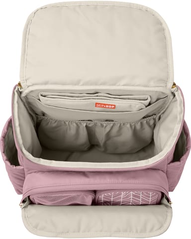Skip Hop Forma Diaper Backpack - Maternity Bag for Newborn Baby, Multiple Pocket with Insulated Bottle Pockets & Multi Compartments Diaper Bag for Mother for Travel - Mauve Mist