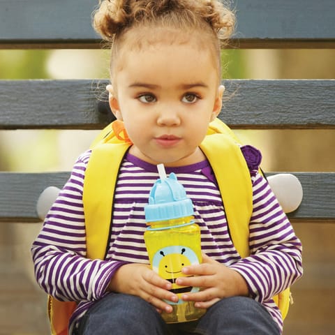 Skip Hop Zoo Straw Bottle - Bpa-Free Skip Hop Bottle with an Easy Grab Strap (13 Oz, Bee)