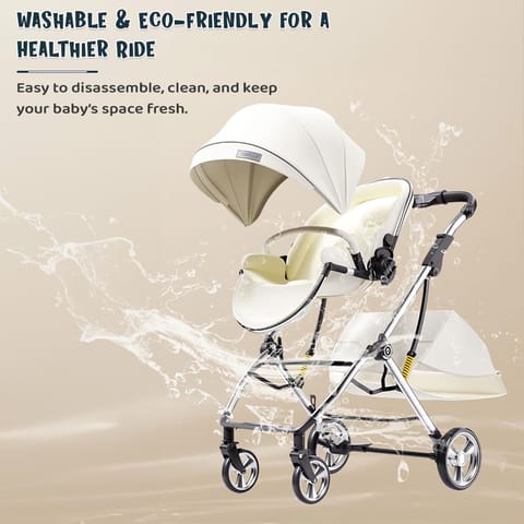 StarAndDaisy Coballe Baby Stroller, 2 in 1 High Landscape Convertible Reversible Bassinet Pram for Infant, Foldable Aluminum Alloy Pushchair with Adjustable Backrest, 3D Suspension (Green)