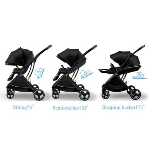StarAndDaisy Coballe Baby Stroller, 2 in 1 High Landscape Convertible Reversible Bassinet Pram for Infant, Foldable Aluminum Alloy Pushchair with Adjustable Backrest, 3D Suspension (Green)