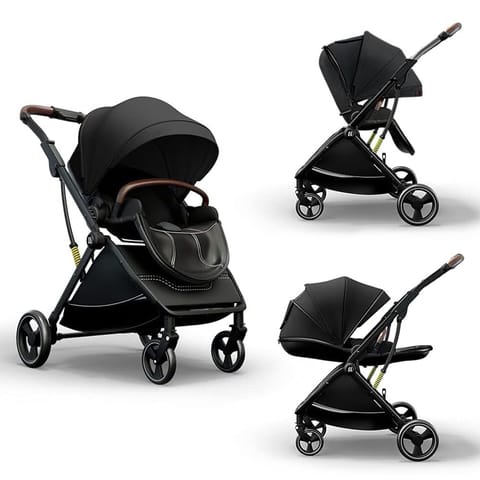 StarAndDaisy Coballe Baby Stroller, 2 in 1 High Landscape Convertible Reversible Bassinet Pram for Infant, Foldable Aluminum Alloy Pushchair with Adjustable Backrest, 3D Suspension (Green)