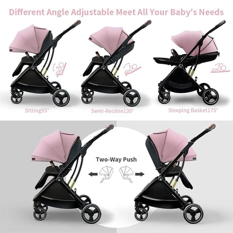 StarAndDaisy Coballe Baby Stroller, 2 in 1 High Landscape Convertible Reversible Bassinet Pram for Infant, Foldable Aluminum Alloy Pushchair with Adjustable Backrest, 3D Suspension (Green)