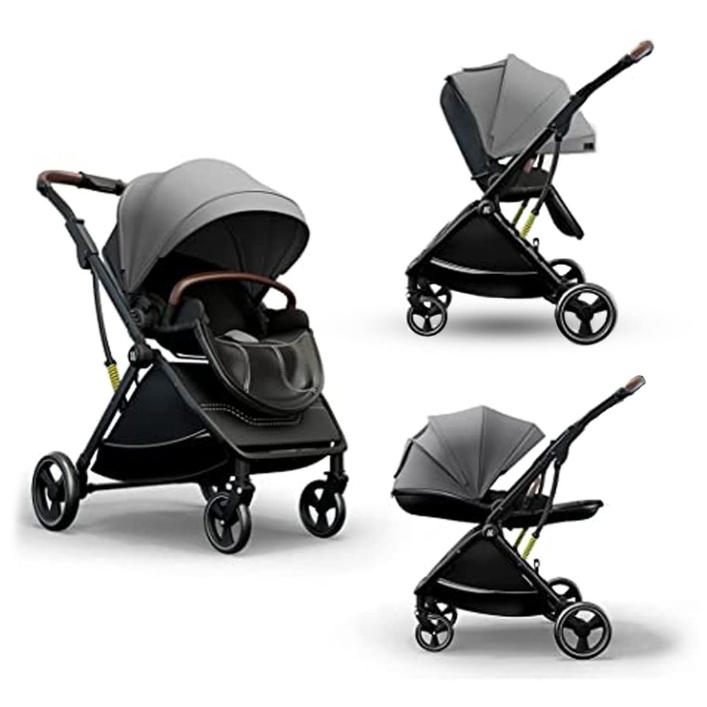 StarAndDaisy Coballe Baby Stroller, 2 in 1 High Landscape Convertible Reversible Bassinet Pram for Infant, Foldable Aluminum Alloy Pushchair with Adjustable Backrest, 3D Suspension (Green)