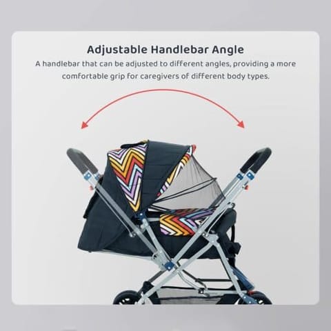 StarAndDaisy Sunrise Reversible Baby Stroller and Pram with Mosquito Net and Wheel Breaks Cushion (Vibrant-Stroller)