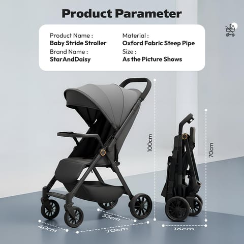 StarAndDaisy Stroller for Baby Boy Girl 0 to 5 Years/Foldable Baby Stroller Light Weight with Multi-Level Seat Recline, 5 Point Safety Belt, Pram for Kids-Grey
