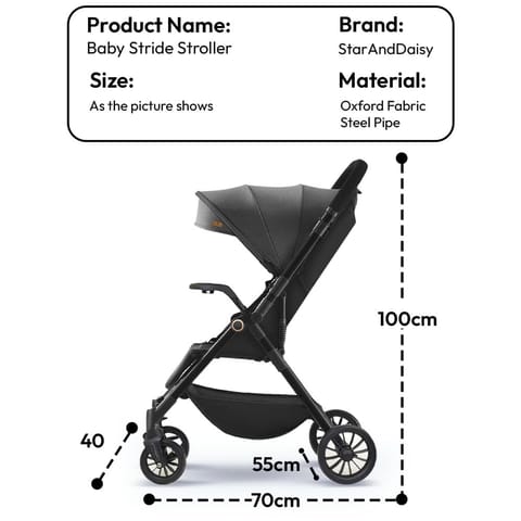 StarAndDaisy Stroller for Baby Boy Girl 0 to 5 Years/Foldable Baby Stroller Light Weight with Multi-Level Seat Recline, 5 Point Safety Belt, Pram for Kids-Black