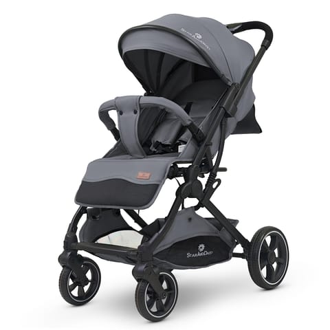 StarAndDaisy Foldable Stroller for Baby 0-3 Years Infant & Toddler / Travel Pram for Baby with Storage basket & Lockable Wheels, Multi-Level Recline & Adjustable Footrest, Removable Tray , Safety Harness Belt -Green