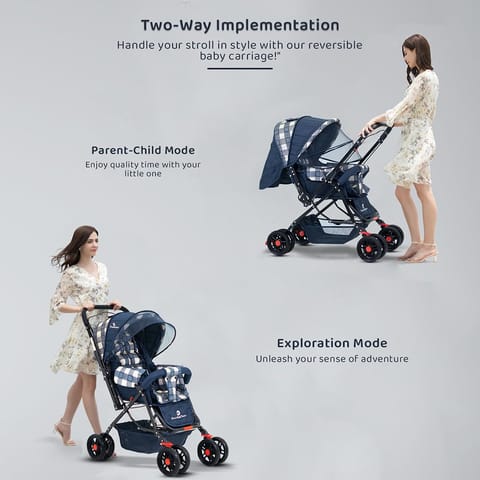 StarAndDaisy Baby Stroller for 0–3 Years, Foldable Baby Stroller/Pram with Mosquito Net, Large Storage Basket, 5 Point Safety Harness