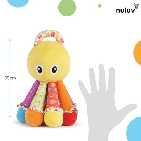 Nuluv Activity Octopus Early Learning Play Soft Toy with Crinkle Sound Rattle for Baby 3 Months+