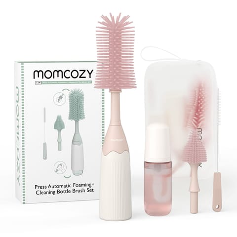 Momcozy Weaning Accessories Push-Press Design Bottle Brush Kit-Press Bubble Style Green